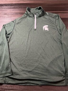 Pro Edge 1/4 Zip Green Michigan State Spartans Size Large 42/44